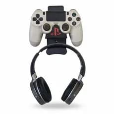 Suporte de Parede Premium Preto para Controle PS5/Xbox e Headset Gamer