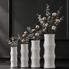 Vasos Decorativos Bambu Minimalista em Impressão 3d Polímero Fosco para Flores Design Moderno