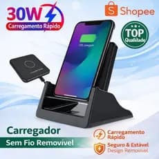 Carregador sem Fio indução  Suporte 30W wireless iPhone/Samsung