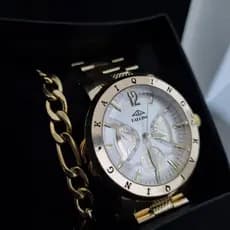 Relógio Prova DÁgua Masculino dourado Luxo