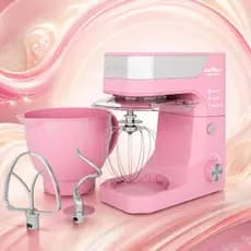 Batedeira Planetária Rosa 900W Massas Pesadas Bolos 3 Acessórios Incluso Tigela 5L Britânia