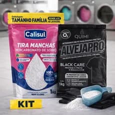 Kit Percarbonato Remove Manchas Sem Cloro 1KG + Detergente Sabão Roupas Pretas Não Desbota 1KG