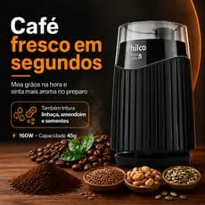 Moedor Triturador Elétrico Philco 160W Café Linhaça Amendoim Sementes Grãos Inox 127V