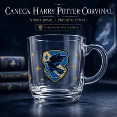 Caneca De Vidro Harry Potter Casa Corvinal 300ML Para Chá Café Suco De Presente