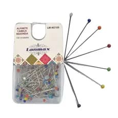 Alfinete Cabeça De Vidro Resistente Colorido - 100 Unidades