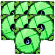 Kit 7 Cooler Fan Rise Mode WIND W1 Verde 120mm RM-WN-01-BG PC Gamer Ventoinha CPU