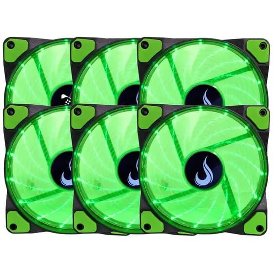 Kit 6 Cooler Fan Rise Mode WIND W1 Verde 120mm RM-WN-01-BG PC Gamer Ventoinha CPU