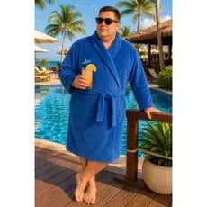 Roupão microfibra Plus Size unissex tamanho G, G3 ou G5. Medidas na descrição.