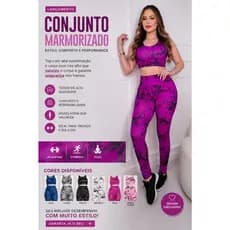 Conjunto Tie Dye Academia Fitness Calça e Top Marmorizada Feminino