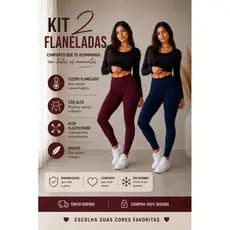 Kit 2 Calças Legging Flanelada Forrada Quentinha Fitness Para o Dia a Dia Treino Leg