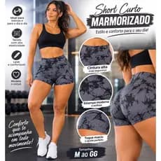Short Curto Shortinho Marmorizado Tie Dye Academia Fitness
