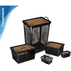 Kit Cesto Organizador Amadeirado Luxo 5 peças Arqplast