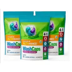 Lava Roupas em Capsulas Washcaps com16un 4 em 1 Lava Amacia Alveja e Tira Manchas