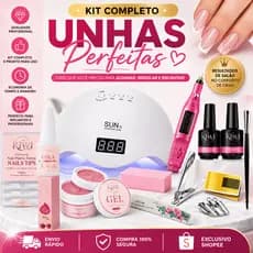 Kit De Unha Gel Cabine Estufa Secadora Unhas 48W Caneta Oleo Hidratante Copo Dappen Completo Fibra Alongamento