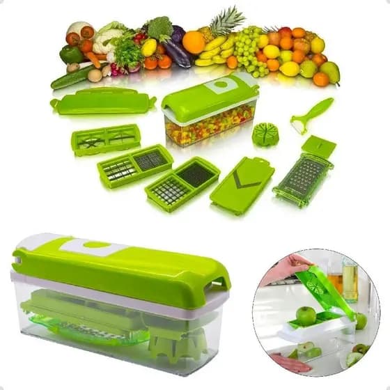 Cortador Multi Fatiador Nicer Dicer Plus Descascador Legumes Alimentos Frutas 10 Em 1 Linha Premium