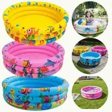 Piscina Infantil Inflável Redonda 3 Anéis Bebê Verão Menino Menina 60cm