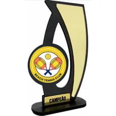 Troféu De Beach Tenis Em Mdf C/ Acrílico Dourado - 20cm