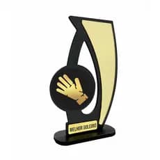 Troféu Melhor Goleiro Em Mdf C/ Acrílico Dourado - 20cm