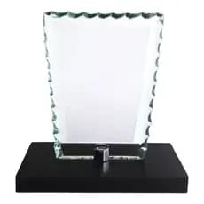 Troféu Em Vidro Com Base Em Mdf 18cm Para Personalizar