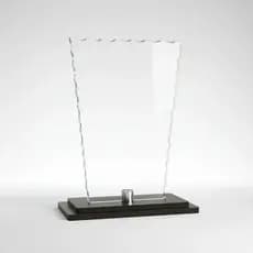 Troféu em Vidro  18cm com Base em MDF Sem Personalização  para Premiação Eventos Campeonatos Futebol
