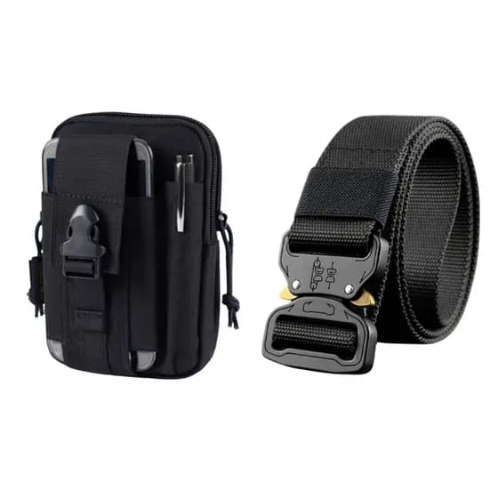 Kit de Pochete Tático Militares e Cinto Largo Engate Rápido Antialérgico Multiuso Masculino Feminino