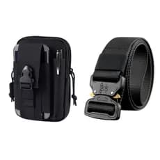 Kit de Pochete Tático Militares e Cinto Largo Engate Rápido Antialérgico Multiuso Masculino Feminino