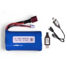Carregador e Bateria 7.4v 3000mah para Carro Carrinho Controle Remoto BEAST SCY WLTOYS Avião Helic