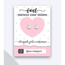 Kit 30/50/100 Pares de Brinco Pérola com Tag personalizada -  Mimo para cliente - lembrancinha