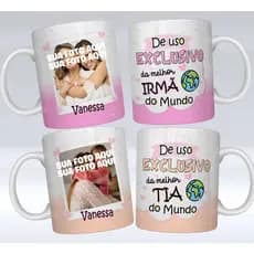 Caneca Família com foto e nome - Caneca de ceramica 325ml - Varios Modelos - Mãe, Pai, Filha, Irmã, Tia, Sogra