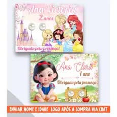 20/30/50/100 Tag com brinco 6mm princesas, Tag personalizada, Lembrancinha Aniversário, Varios Modelos