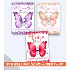 20/30/50/100 Tag com brinco borboletas, Tag personalizada, Lembrancinha Aniversário, Varios Modelos