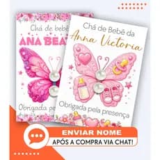 Kit 10/20/30/50/100 Pares de brinco Pérola com tag Borboleta Mimo , Lembrancinha Chá de bebê, Fraldas