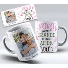 Caneca dia dos Avós, personalizada com foto e nome - Como é grande o meu amor por você Vovô/Vovó