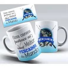 Caneca Pescador Com Nome - Essa caneca pertence ao melhor pescador do mundo - Caneca de Ceramica 325ml