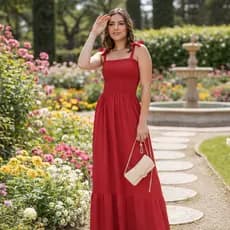 Vestido Feminino Longo Tecido Duna Premium Com Lastex e Alça Regulável Moda Evangélica/Festa