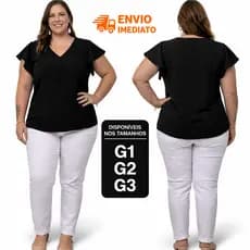 Blusa Feminina Plus Size Social Dunas Premium Decote V Manga Curta Não Amassa G1 G2 G3