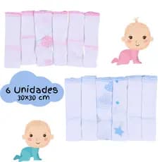 Pano de Boca Kit 6 Unidades Paninho Fralda de Bebe 100% Algodão 30cmx30cm