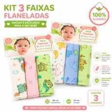Faixa Umbilical para bebê com 3 unidades 100% Algodão flanelado (faixa de umbigo) Parapipi menino, menina ou neutro.