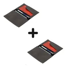 Kit 2 Unidades Porta Cartão Masculino Nobuck Café Slim Carteira de Bolso Pequena Luxo Couro