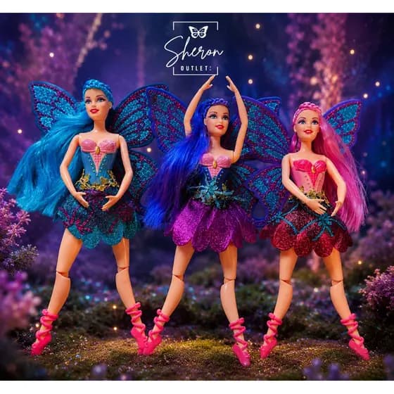 Boneca Bailarina Fada com Asas Brilho Corpo Flexível Brinquedo Infantil
