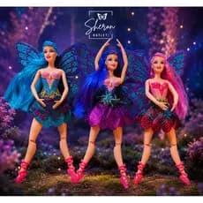 Boneca Bailarina Fada com Asas Brilho Corpo Flexível Brinquedo Infantil