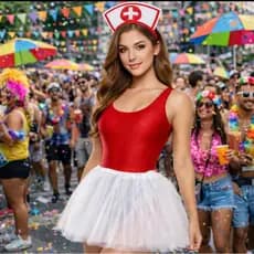 Fantasia Carnaval Enfermeira Feminina Adulta Bloquinho Cosplay