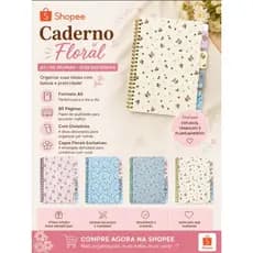 Caderno Floral A5 com Divisórias Clean|Feminino|Presente|Papelaria Fofa