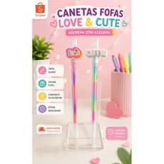 Kit Escolar Papelaria Fofa 02 Canetas Gel Fofas Arco-íris Troca de Cor|Cute|Presente|BRW|Caneta fofa.