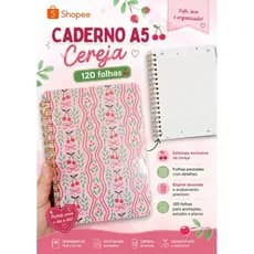 Caderno Cereja A5 | Papelaria Fofa|Caderno Fofo|Cherry|Feminino|Presente