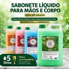 Sabonete Líquido  5 Litros P/ Mãos Deoline Premisse Qualidade, Erva Doce, Morango, Pêssego e Mix de Frutas