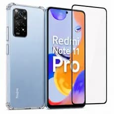 Kit 2 em 1 - Xiaomi Redmi Note 11 Pro 4G / 11 Pro 5G - Capa Transparente + Película de Vidro 3D