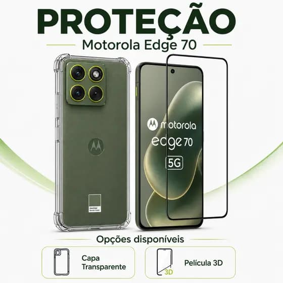 Motorola Edge 70 5G - Capa Transparente ou Película de Vidro 3D