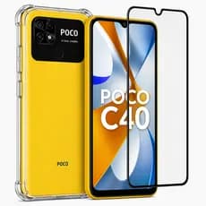 Kit 2 em 1 - Xiaomi Poco C40 - Capa Transparente + Película de Vidro 3D