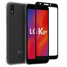 Kit 2 em 1 - LG K8 Plus (K8+) - Capa Transparente + Película de Vidro 3D